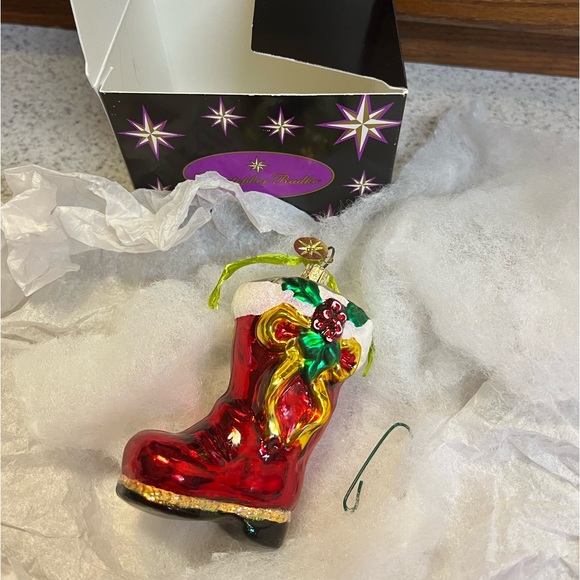 Christopher Radko Christmas Ornament Ruby Bootie - Picture 2 of 2